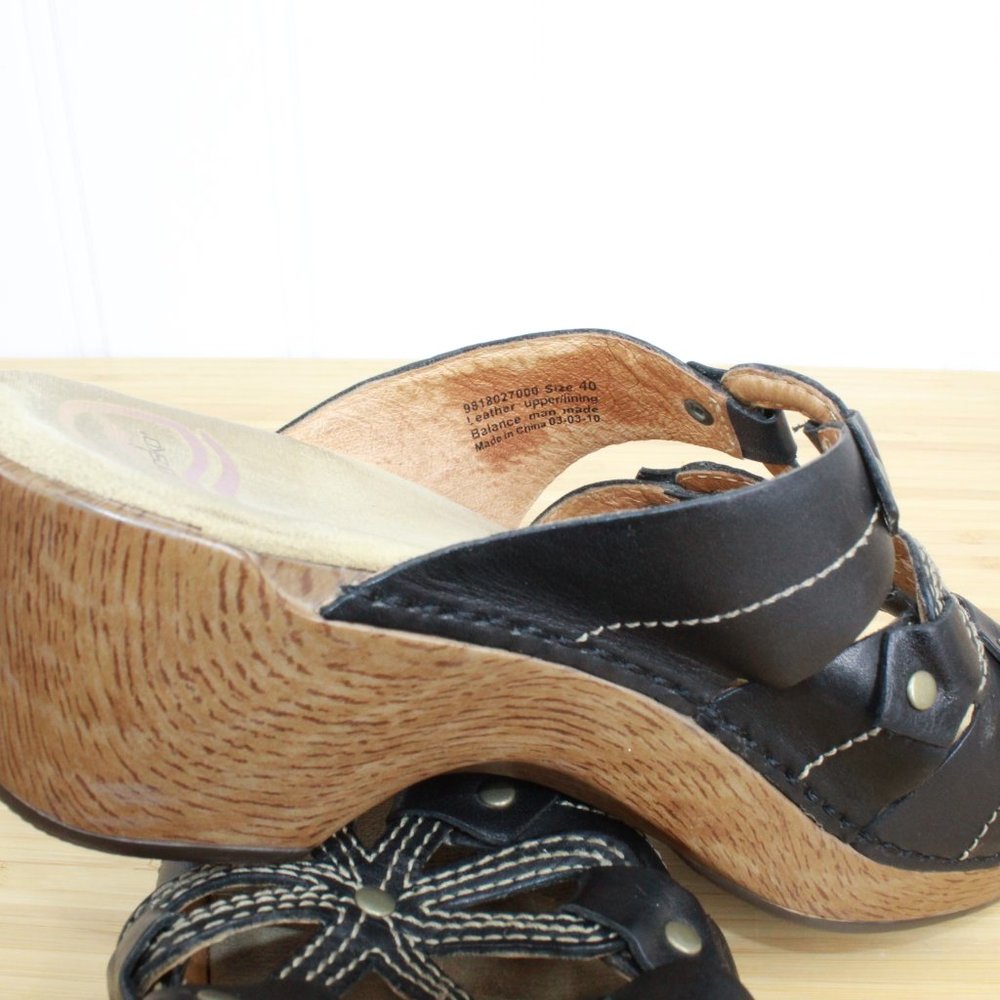 Dansko Serena Floral Laser Cut Black Leather Studded Heeled Sandals Size 10 - Picture 8 of 9